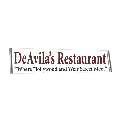 DeAvila's Restaurant sign with slogan.
