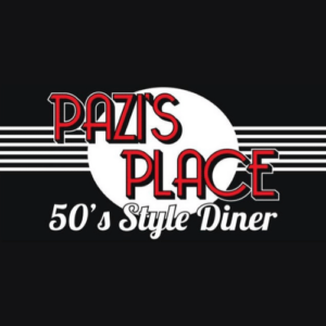 Pazi's Place Diner logo, 50's retro style design.