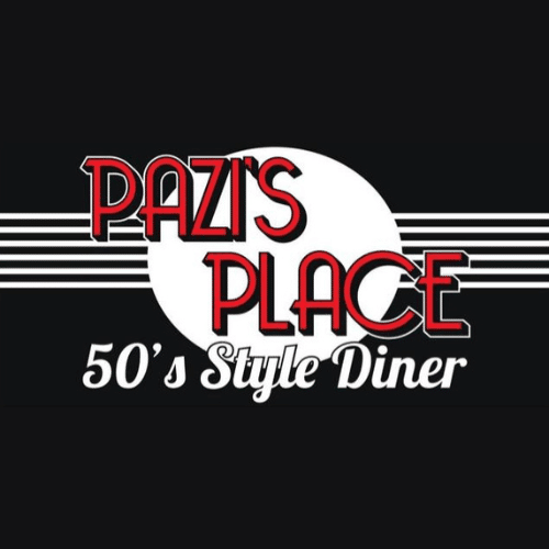 Pazi's Place Diner logo, 50's retro style design.