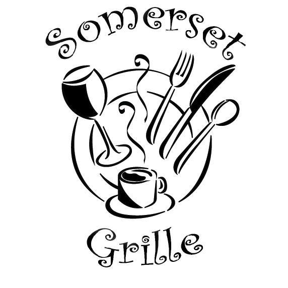 Somerset Grille logo with dining utensils and coffee cup.