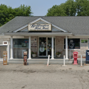 Burlington Mini Mart storefront with signage.