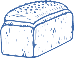Hand-drawn illustration of a loaf of bread.